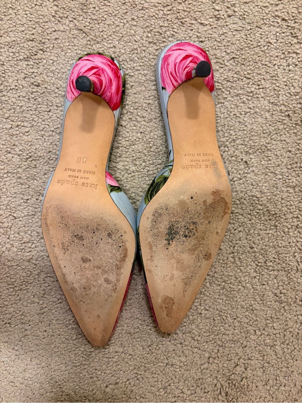 Vintage Kate Spade New York Satin Floral Print Kitten Heels Shoes Size 6 - Picture 5 of 6